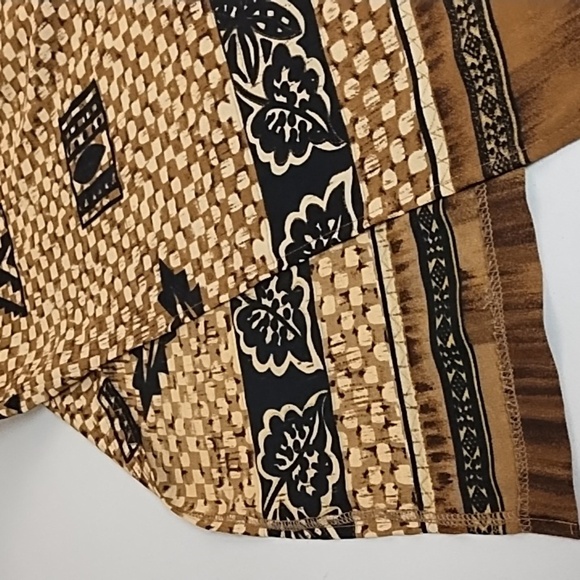 Olivia Rose 12 Button Down Print Shirt Dress Mandarin Collar Keyhole Border EUC - Picture 8 of 9